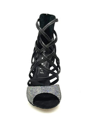 Carica immagine nella Galleria, Wishdance 161 Sandalo da Donna in vera Pelle Nera con tomaia Multicolor