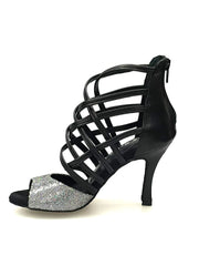 Carica immagine nella Galleria, Wishdance 161 Sandalo da Donna in vera Pelle Nera con tomaia Multicolor
