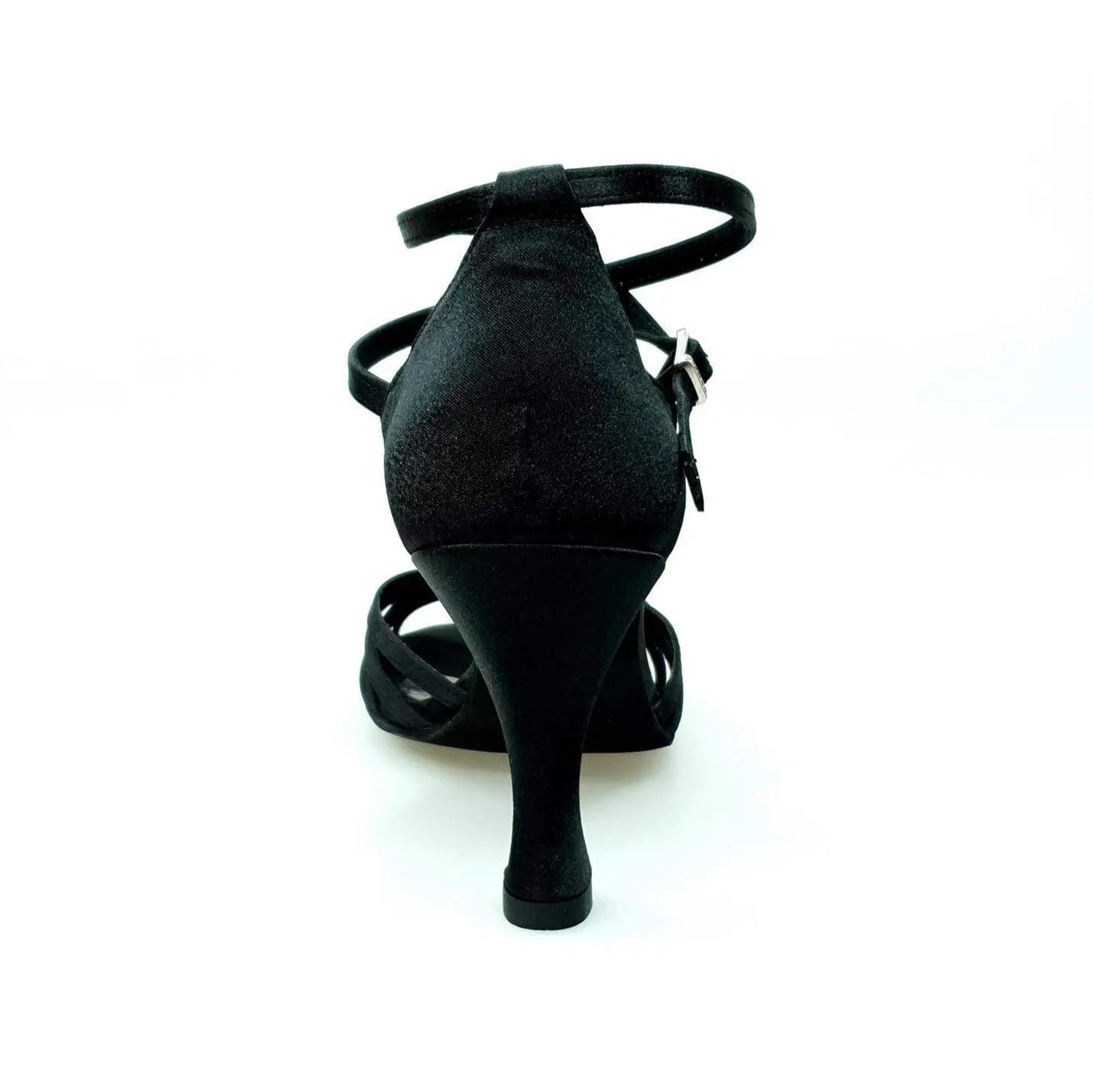 Scarpa da ballo Wishdance Pepa 210/7L in raso seta nero con 7 fascette rivestite in camoscio nero, elegante e confortevole