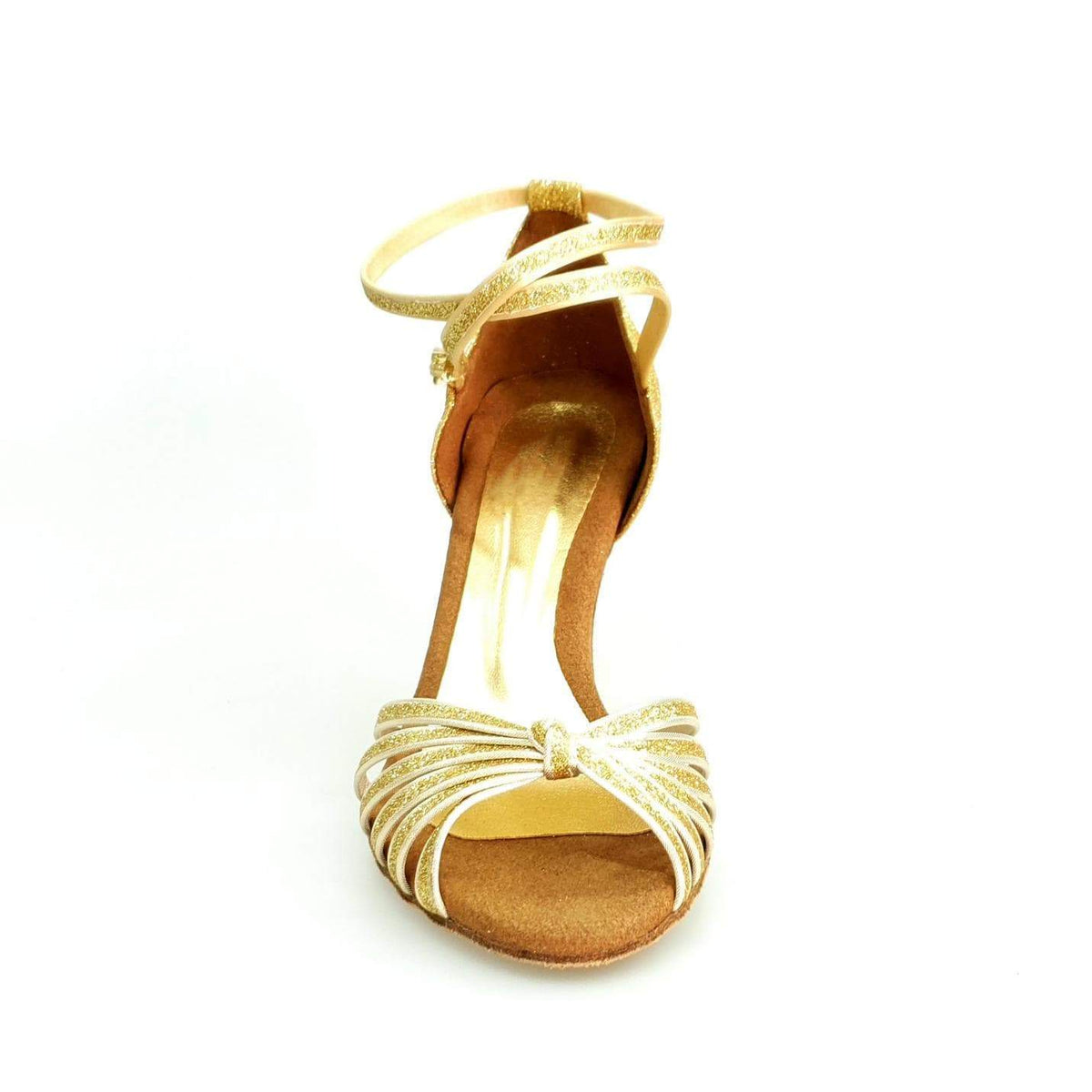 Scarpa da ballo Wishdance Pepa 210/6 in glitter oro con fasce, calzatura elegante per danza da donna