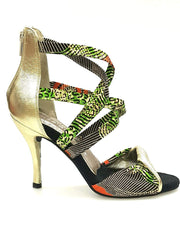 Load image into Gallery viewer, Wishdance 359 Sandalo da Donna in tessuto Golden Wax Verde/Arancio