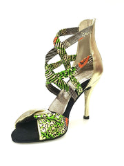 Load image into Gallery viewer, Wishdance 359 Sandalo da Donna in tessuto Golden Wax Verde/Arancio