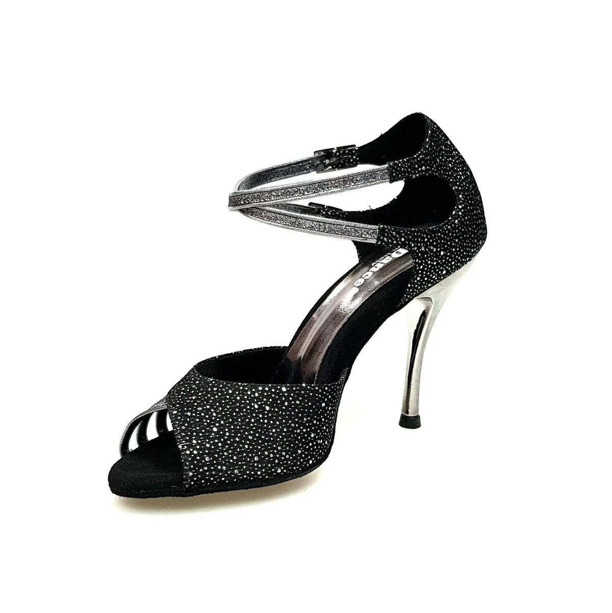 Sandalo da donna Wishdance Nayla 648 in Felix Silver con glitter, scarpa elegante in canna di fucile, vista frontale.