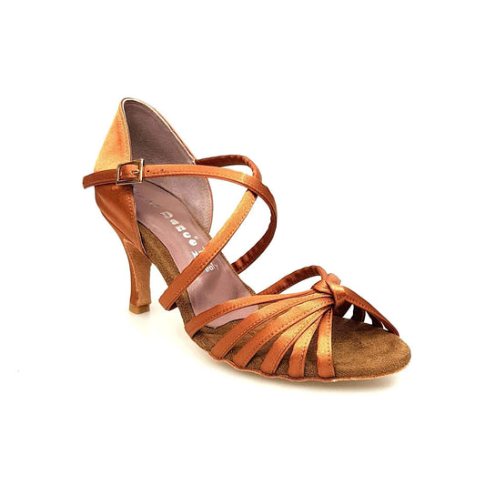 Scarpa da Ballo Basica Da donna in Raso Bronzo Nodino 6 Fascette Patty QC Wish Dance, vista laterale