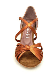 Load image into Gallery viewer, Wishdance Art. 28 Scarpa Basica Da donna in Raso Bronzo con Fascette con Cinturino Incrociato sul Collo Piede