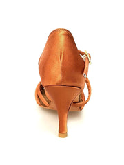 Load image into Gallery viewer, Wishdance Art. 28 Scarpa Basica Da donna in Raso Bronzo con Fascette con Cinturino Incrociato sul Collo Piede