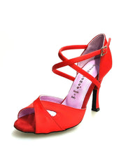 Load image into Gallery viewer, Wishdance Art. 32 QC Scarpa Basica Da donna in Raso Rosso con Cuscino memorex e Cinturino Incrociato sul Collo Piede