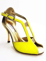 Carica immagine nella Galleria, Wishdance Fascino - Scarpa da Donna in Camoscio Giallo e Lurex Oro