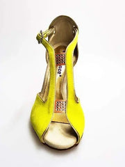Carica immagine nella Galleria, Wishdance Fascino - Scarpa da Donna in Camoscio Giallo e Lurex Oro