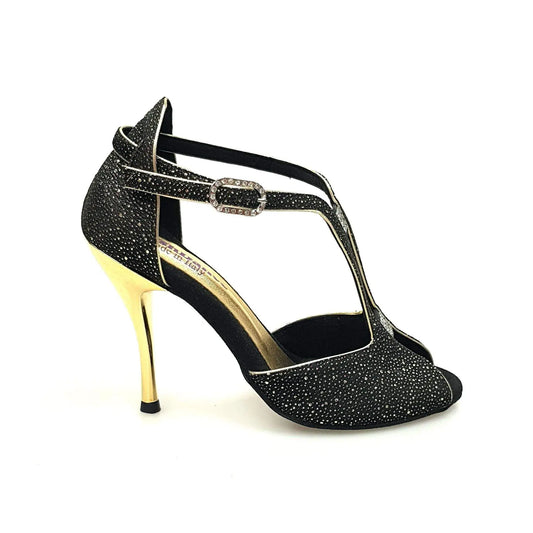 Scarpa da donna Wishdance Fascino (401) in Felix oro con tacco a spillo laminato oro, elegante e lucida.