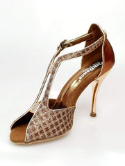 Carica immagine nella Galleria, Wishdance Fascino - Scarpa da Donna in Net Glitter e Lurex Bronzo