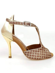 Carica immagine nella Galleria, Wishdance Fascino - Scarpa da Donna in Net Glitter e Lurex Oro