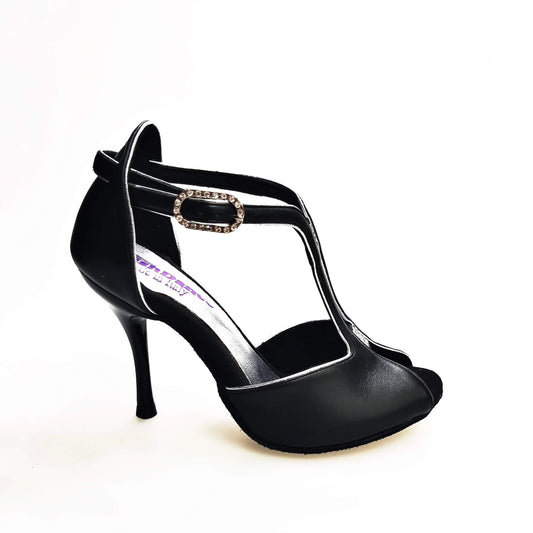 Scarpa da Donna in Pelle Nera Tacco a Spillo Smaltato nero ELIDE Wish Dance, vista laterale