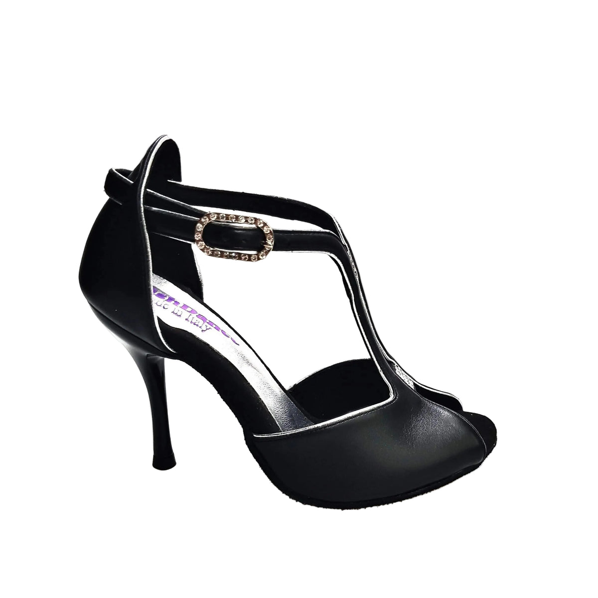 Scarpa da Donna in Pelle Nera Tacco a Spillo Smaltato nero ELIDE Wish Dance, vista laterale