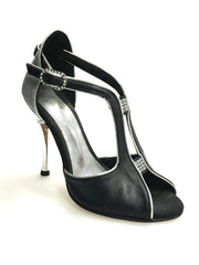 Carica immagine nella Galleria, Wishdance Fascino - Scarpa da Donna in Pelle Nera e Lurex Argento
