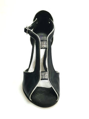 Carica immagine nella Galleria, Wishdance Fascino - Scarpa da Donna in Pelle Nera e Lurex Argento