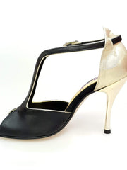 Carica immagine nella Galleria, Wishdance Fascino - Scarpa da Donna in Pelle Nera e Lurex Oro