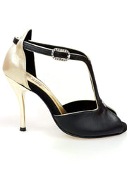 Carica immagine nella Galleria, Wishdance Fascino - Scarpa da Donna in Pelle Nera e Lurex Oro