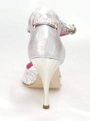 Load image into Gallery viewer, Wishdance Fascino - Scarpa da Donna in Pizzo Bianco e Tallone Lurex Argento