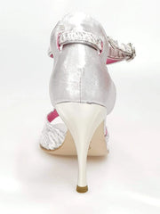 Carica immagine nella Galleria, Wishdance Fascino - Scarpa da Donna in Pizzo Bianco e Tallone Lurex Argento