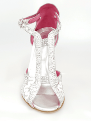 Load image into Gallery viewer, Wishdance Fascino - Scarpa da Donna in Pizzo Bianco e Tallone Lurex Argento