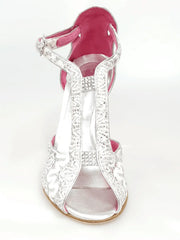 Carica immagine nella Galleria, Wishdance Fascino - Scarpa da Donna in Pizzo Bianco e Tallone Lurex Argento