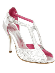 Load image into Gallery viewer, Wishdance Fascino - Scarpa da Donna in Pizzo Bianco e Tallone Lurex Argento