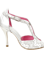 Load image into Gallery viewer, Wishdance Fascino - Scarpa da Donna in Pizzo Bianco e Tallone Lurex Argento