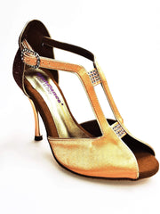 Carica immagine nella Galleria, Wishdance Fascino - Scarpa da Donna in Raso Carne e Glitter Tan