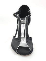 Carica immagine nella Galleria, Wishdance Fascino - Scarpa da Donna in Raso Nero con Profili Argento