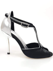 Carica immagine nella Galleria, Wishdance Fascino - Scarpa da Donna in Raso Nero e Lurex Argento