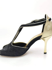Carica immagine nella Galleria, Wishdance Fascino - Scarpa da Donna in Sofia Nero e Lurex Oro