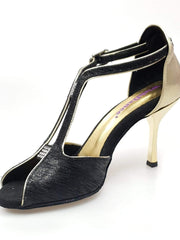 Carica immagine nella Galleria, Wishdance Fascino - Scarpa da Donna in Sofia Nero e Lurex Oro