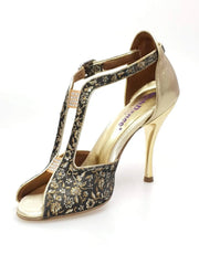 Carica immagine nella Galleria, Wishdance Fascino - Scarpa da Donna in tessuto Fiorato Oro e Lurex Oro