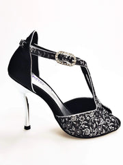 Carica immagine nella Galleria, Wishdance Fascino - Scarpa da Donna in tessuto Fiorato Silver e Lurex Nero