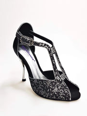Carica immagine nella Galleria, Wishdance Fascino - Scarpa da Donna in tessuto Fiorato Silver e Lurex Nero
