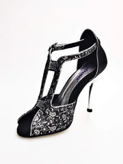 Carica immagine nella Galleria, Wishdance Fascino - Scarpa da Donna in tessuto Fiorato Silver e Lurex Nero