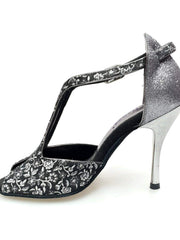 Load image into Gallery viewer, Wishdance Fascino - Scarpa da Donna in tessuto Fiorato Silver e Tallone in Glitter CDF