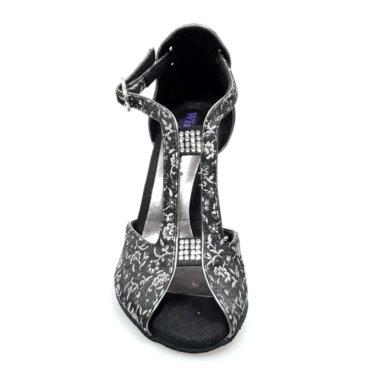 Scarpa donna Wishdance Fascino (401) in tessuto veneziano fiorato silver con tacco glitter, elegante e alla moda.