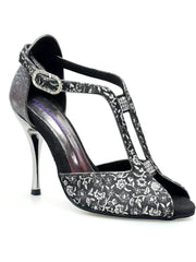 Carica immagine nella Galleria, Wishdance Fascino - Scarpa da Donna in tessuto Fiorato Silver e Tallone in Glitter CDF