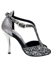 Carica immagine nella Galleria, Wishdance Fascino - Scarpa da Donna in tessuto Fiorato Silver e Tallone in Glitter CDF