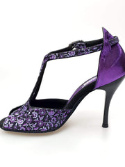 Carica immagine nella Galleria, Wishdance Fascino - Scarpa da Donna in tessuto Fiorato Viola e Lurex Viola