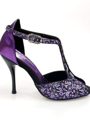 Carica immagine nella Galleria, Wishdance Fascino - Scarpa da Donna in tessuto Fiorato Viola e Lurex Viola