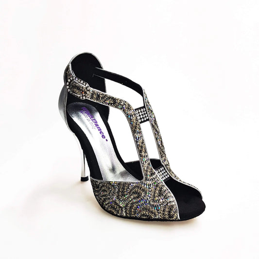 Scarpa da donna Wishdance Fascino (401) in tessuto lace e lurex argento, con design elegante e dettagli scintillanti.
