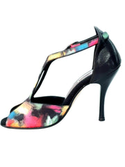 Load image into Gallery viewer, Wishdance Fascino - Scarpa da Donna in tessuto Picasso Nero e Tallone Lurex Nero