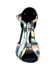 Load image into Gallery viewer, Wishdance Fascino - Scarpa da Donna in tessuto Picasso Nero e Tallone Lurex Nero