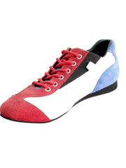 Carica immagine nella Galleria, Scarpa Wishdance Ivan Camaguey, sneaker bandiera cubana in camoscio rosso e blu royal con dettagli in pelle bianca.