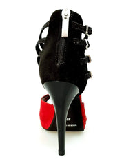 Carica immagine nella Galleria, Wishdance Lussuria - Scarpa da Donna in Camoscio Rosso e Nero con Tacco a Spillo e Plateau