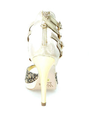 Carica immagine nella Galleria, Wishdance Lussuria - Scarpa da Donna in Ricamo Veneziano Fiorato Oro con Tacco a Spillo e Plateau