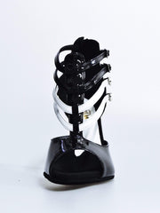 Carica immagine nella Galleria, Wishdance Lussuria - Scarpa da Donna in Vernice Nera e Bianca con Tacco a Rocchettino